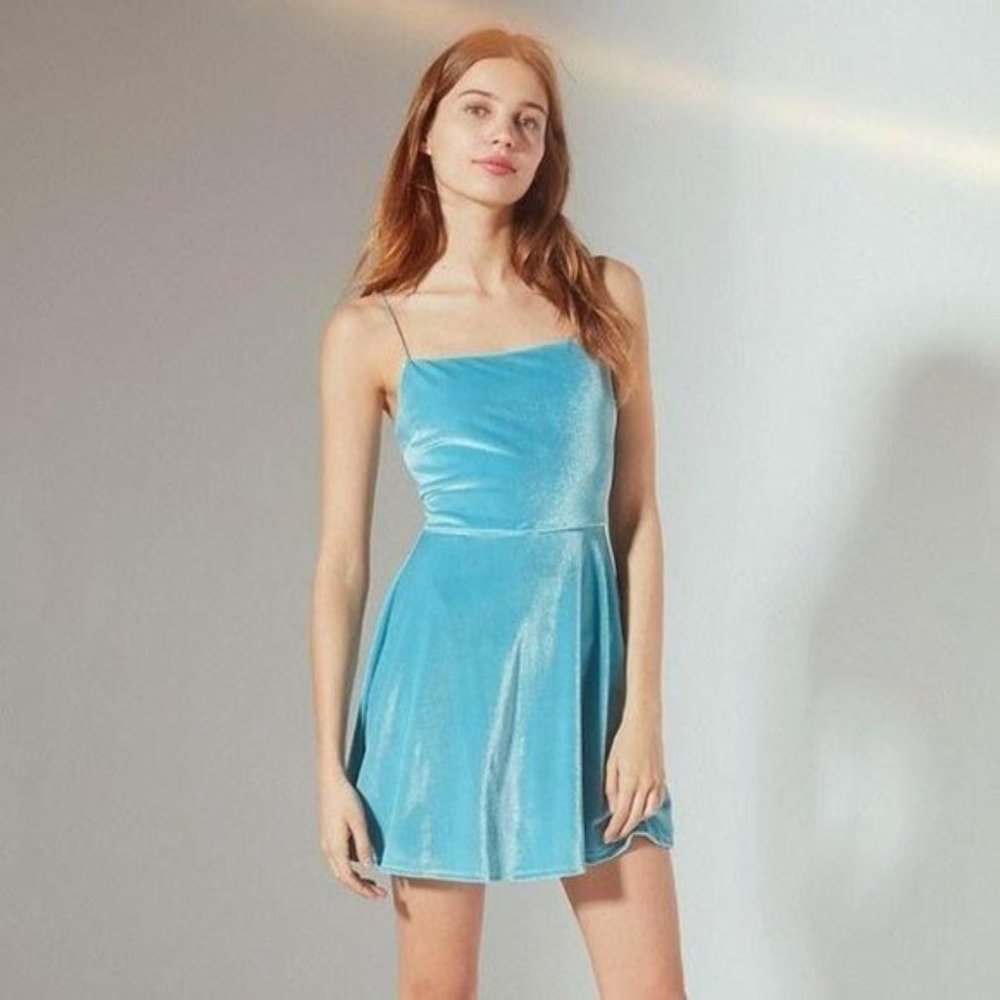 Blue Urban Outfitters A-Line Velvet Dress - XS